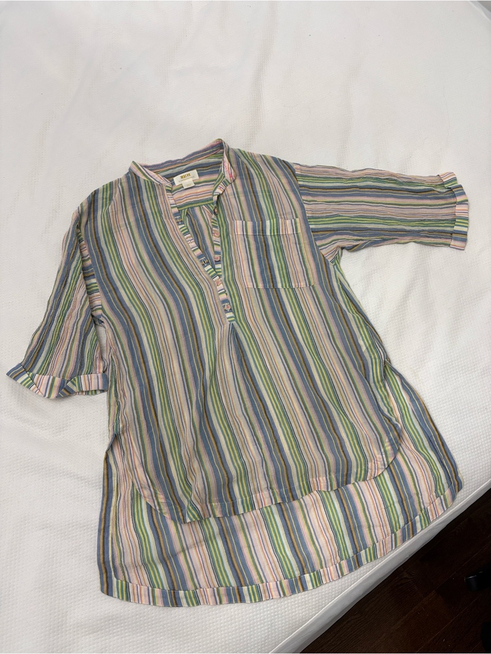 Anthropologie Pastel Multistripe V-Neck Tunic